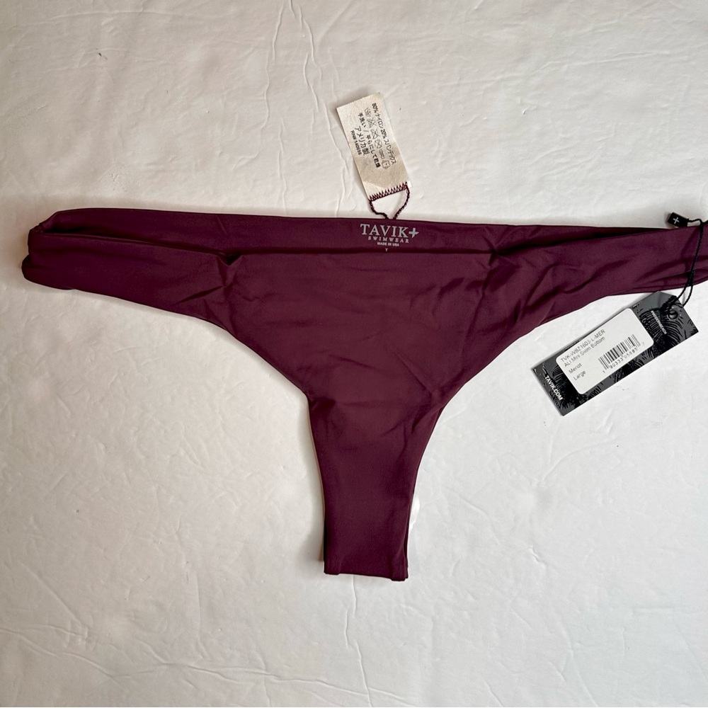 NWT TAVIK MERLOT SWIM BOTTOM Minimal COVERAGE. Size L